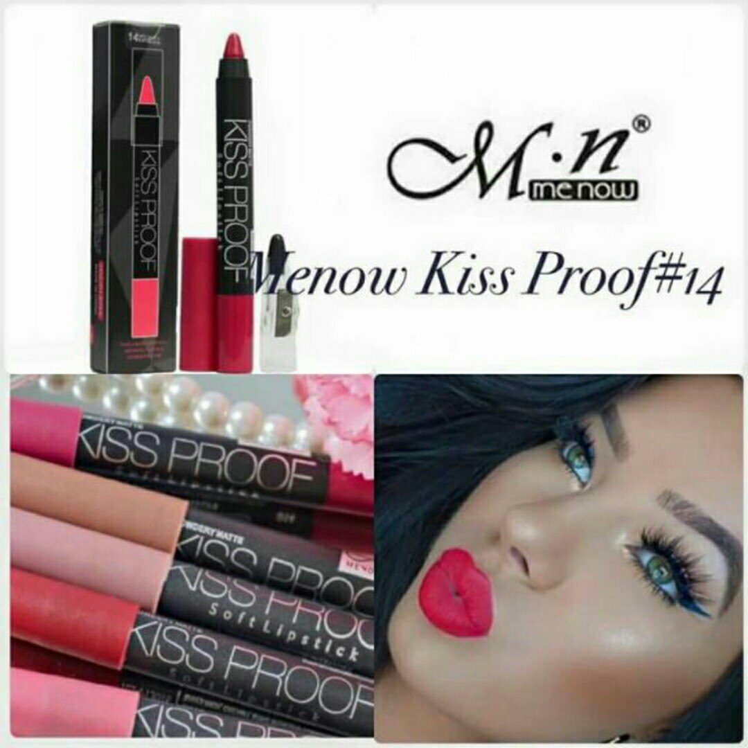 mn102-PI3016 Menow Kiss Proof soft lip ลิปจุ๊บแบบแท่ง คิสพรูฟ